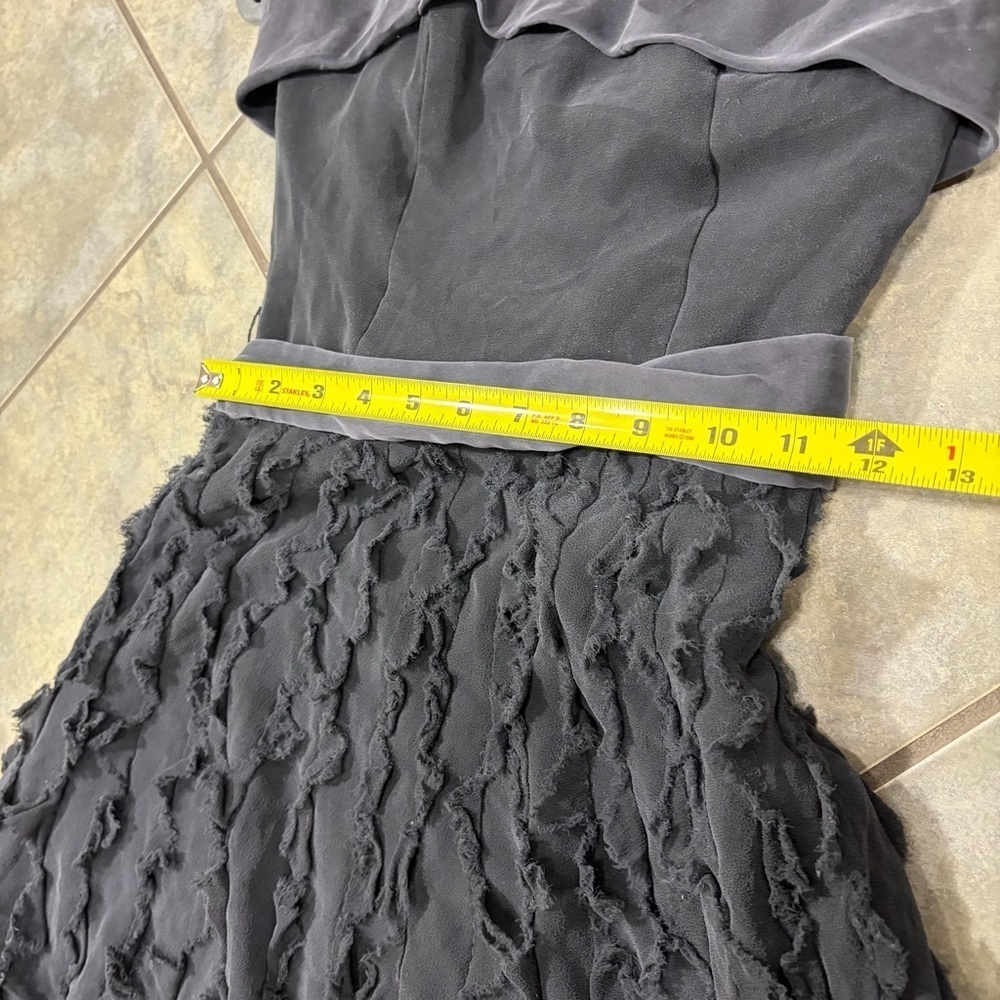 White House Black Market Ruffled Strapless Cocktail Fit N Flare Silk Dress Sz 0 - Picture 10 of 11
